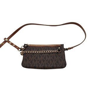 Michael Kors Signature Logo Pull Chain Belt Bag Chocolate